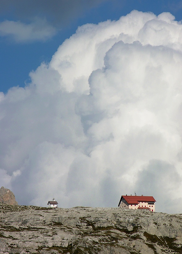 Giant Cumulus clouds at Tre Cime hut