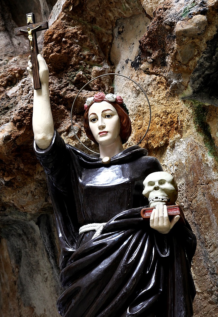 Holy Santa Rosalia in the grotto of Monte Pellegrino