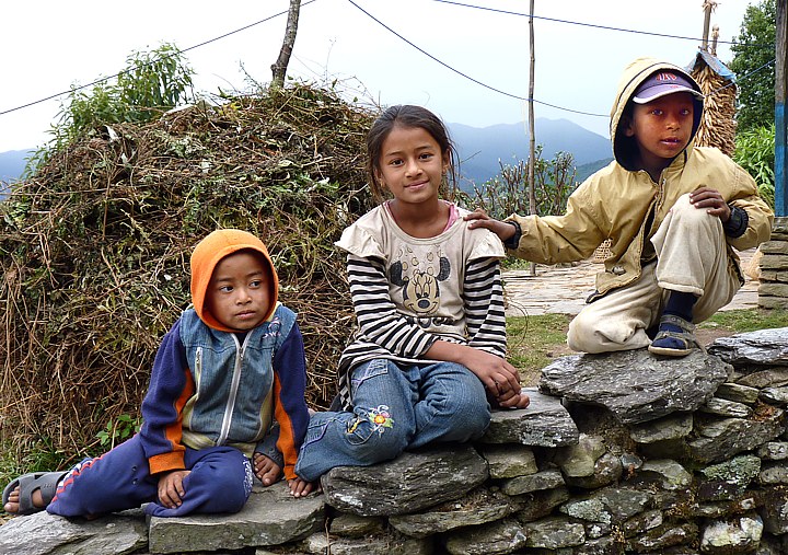 Playing children in Nepalese village