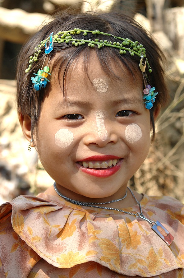 Happy girl in a Chidwin village