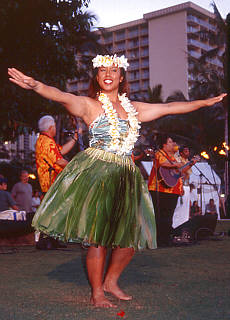 Hula dancer at Waikiki beach