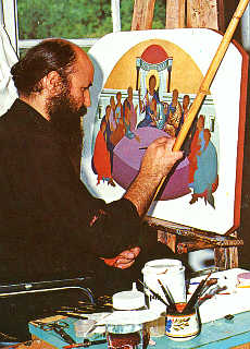 Painting monk in Katounakia