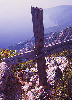 Holy cross on the way to Athos summit and downto Skite Ag.Anna
