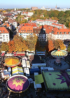 View from the tower of the Mariahilf church downto the Kirchweihdult