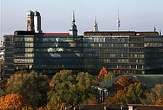 View from the tower of the Mariahilf church to the patent office