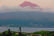 View from Horta to Pico in evening light