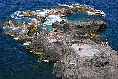 Saltwater ocean swimming pools on Faial