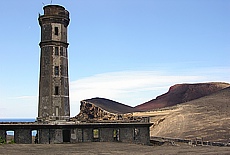 Lighthouse at volcano region Capelinhos on Faial