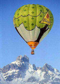 Hot Air Ballooning over the icecovered Mountains of Austria