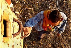 The ground crew pushes the balloon to the next street