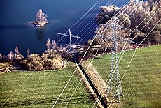 High voltage electricity pylons in Aubing