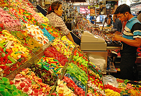 Sweets at market hall Las Ramblas