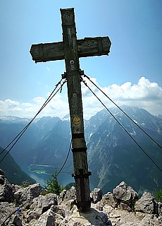 View from Jenner summit cross down to the Koenigssee