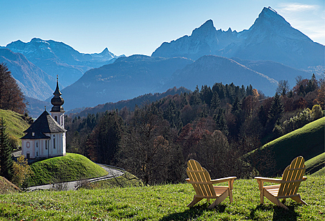 Wallfahrtskirche Maria Gern mit Watzmann