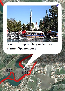 GPS Track der Bootsfahrt im Schilfdelta von Dalyan