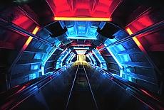 Neon lightshow inside the Atomium