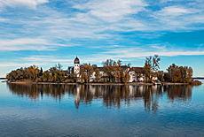 Monastery church on the woman island in lake Chiemsee