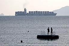 Repulse Bay with Containership in Hongkong