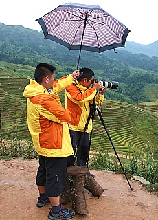 Chinese photographers auf den Reisterrassen in Longsheng