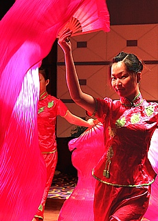 Chinese dance performance during Yangtze cruise