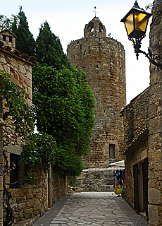 Drum tower in Middle Ages village Pals