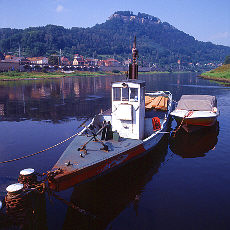 River Elbe at Castle Koenigstein near Bad Schandau