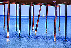 Old landing pier near Pumice factory in Porticello