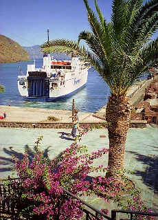 Siremar ferry boat in the small harbour of Rinela