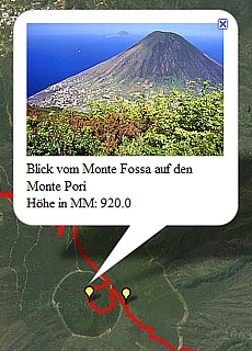 GPS-Track climbing Monte Fossa on Salina (9 km)