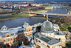 Blick von der Frauenkirche hinunter zur Elbe