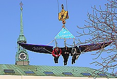 Flying on crane hook