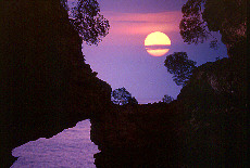 Sunset in the white cliff line of Gargano