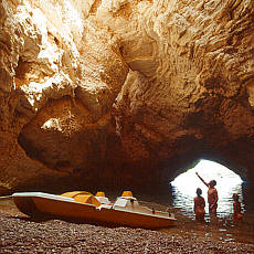 Natural grotto with paddleboats