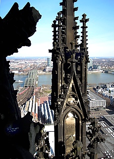 View from Cologne Dome down to river Rhein