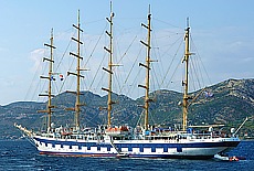 Tall sailing ship Starclipper on cruise at Korcula