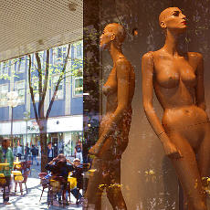 Erotic shop window  mannequins