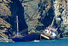 Stranded Container Ship near the coast of Adrasan
