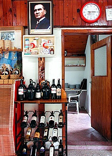 Ataturk portrait and wine cellar of Ekin Pansiyon