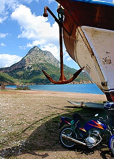 Ships anchor on the beach of Adrasan