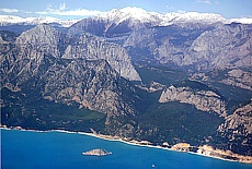 Snow covered Lycian coast westwards of Antalya