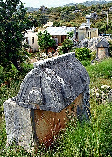 Each farmer has his own Lycian sarcophagus in his garden