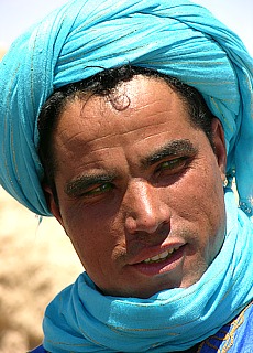 Berber wearing blue turban in High Atlas mountains