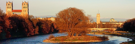 Sunset Isarauen Munich near German Museum