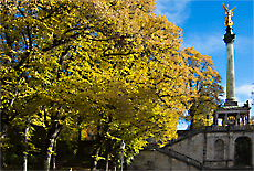 Golden October at Peace angel monument in Munich