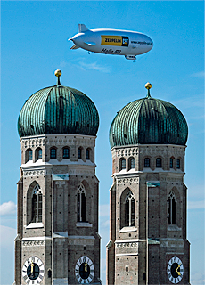 Zeppelin above Church of Our Lady