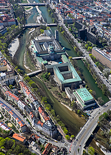 German Museum island located at the river Isar