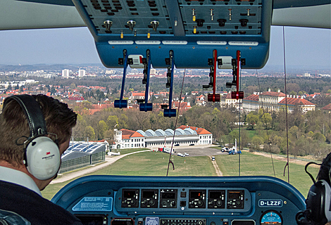 Landing approach at airbase works before Palace Schleissheim