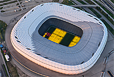 Allianz Arena with magic playground illumination