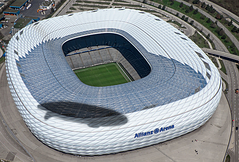 Bavaria Munich Allianz Arena with Zeppelin shadow