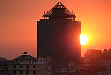 Blick aus dem Fenster des Panorama Hotels in Yangon
